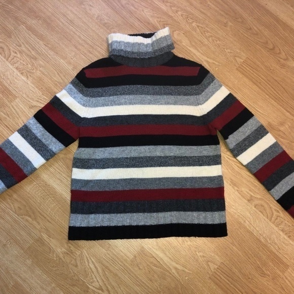 Old Navy  Large Wool Lambswool Sweater Turtleneck Striped - Picture 5 of 7